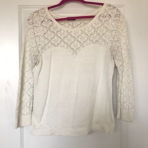 Three quarter sleeve cream sweater